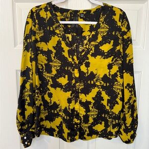 Willi Smith Black and Yellow Women's Top - Small
